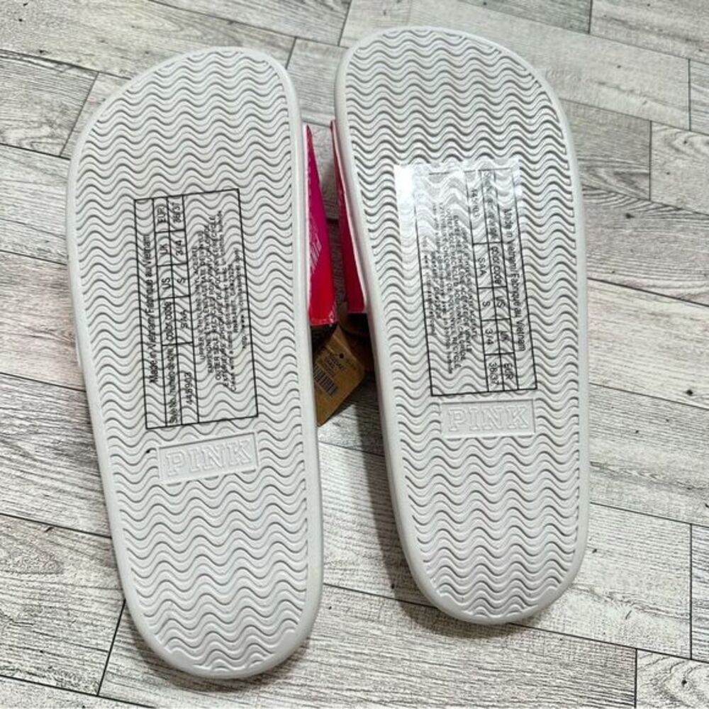 VICTORIA'S SECRET PINK LOGO ORANGE & PINK OMBRE SLIDES NWT - Picture 7 of 7